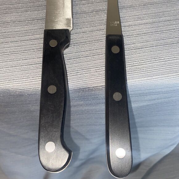 New 13” Carving Fork and Knife Stainless Steel Set with Black Handles - Picture 4 of 8